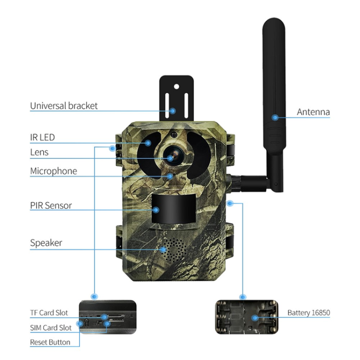 A-One Brand - ESCAM Solcellsdriven 4G-Jaktkamera Vattentät PIR-Rörelsesensor