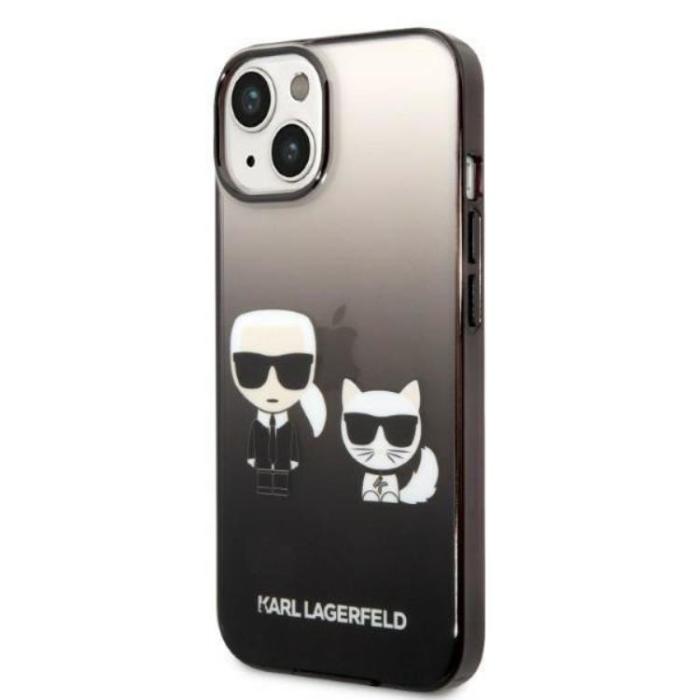 KARL LAGERFELD - Karl Lagerfeld iPhone 14 Skal Gradient Ikonik Karl & Choupette - Svart