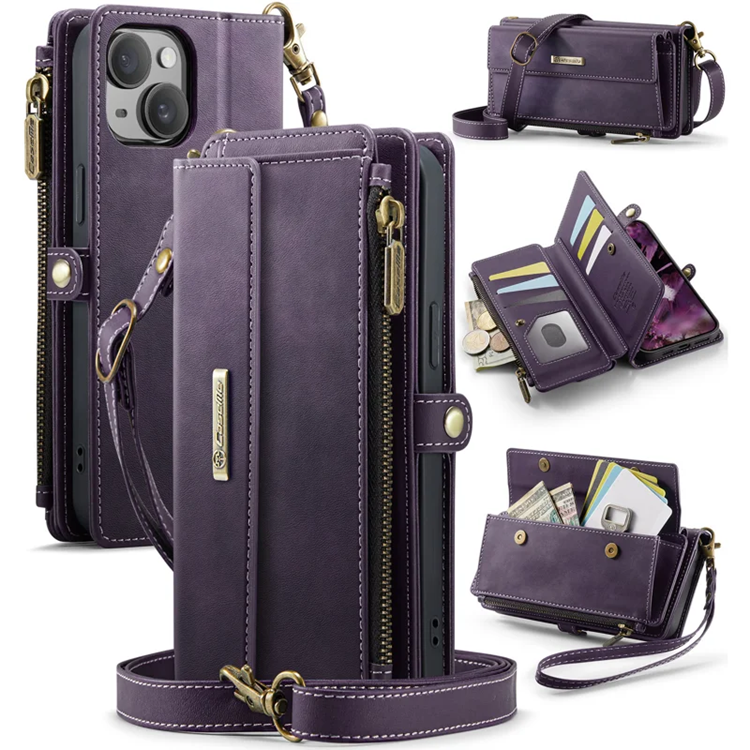 Caseme iPhone 14 Plånboksfodral RFID Blocking Zipper - Lila | 2353 | AlltMobil