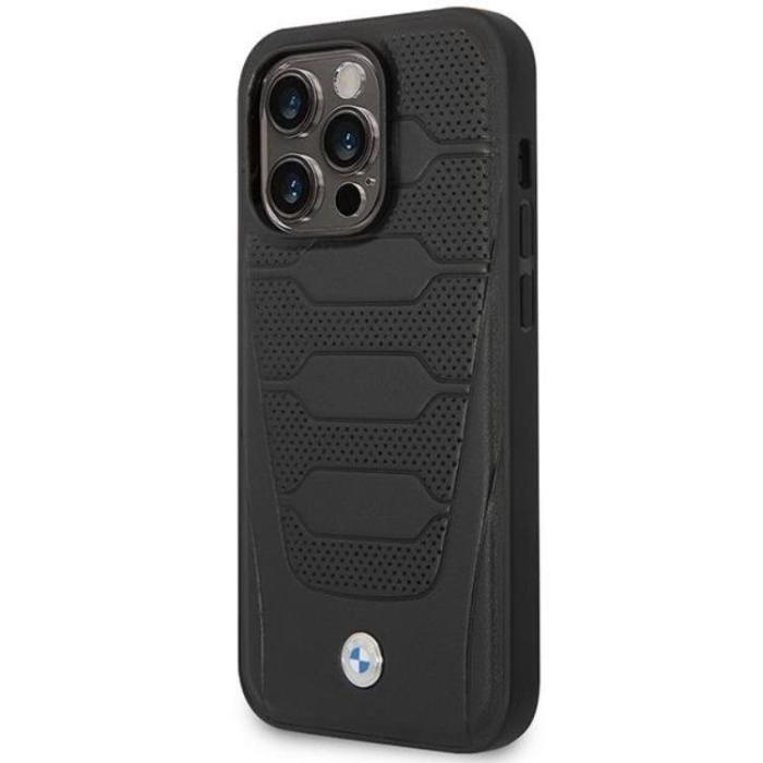 BMW - BMW iPhone 14 Pro Mobilskal Magsafe Läder Seats Pattern - Svart