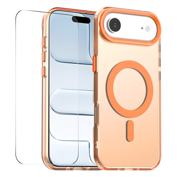 ENKAY - ENKAY iPhone Air Mobilskal MagSafe med 9H Härdat Glas - Orange