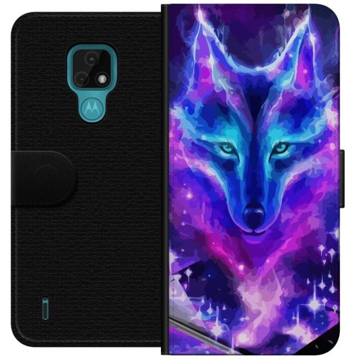 iSecrets - Plånboksfodral till Motorola Moto E7 med Neon Varg