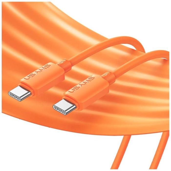 USAMS - USAMS USB-C till USB-C 60W Kabel 3A 1m Silikon U98 - Orange