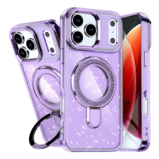 A-One Brand - iPhone 17 Pro Max Mobilskal Glitter Design TPU + PC Kickstand - Lila