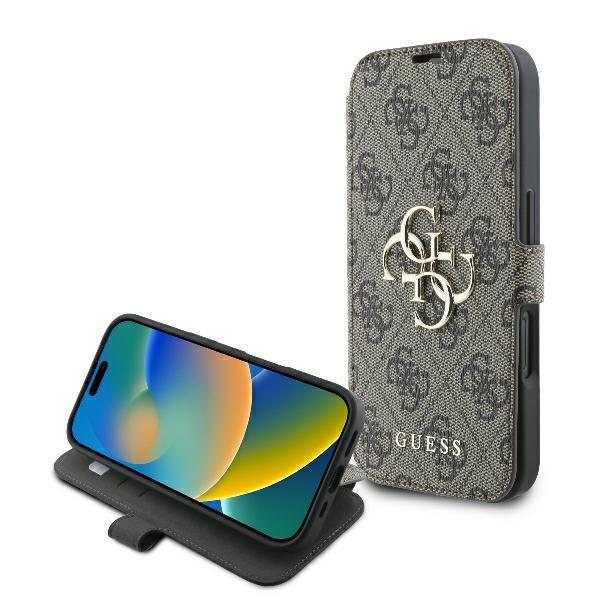 Guess iPhone 16 Plus Plånboksfodral 4G Metal Logo - Brun | 2353 | AlltMobil