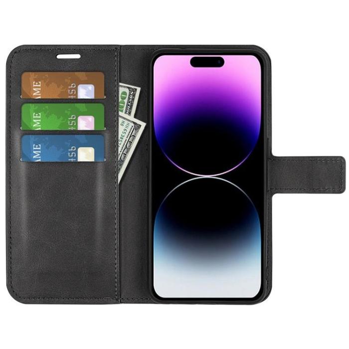 A-One Brand - iPhone 15 Pro Plånboksfodral Calf Flip Folio - Svart