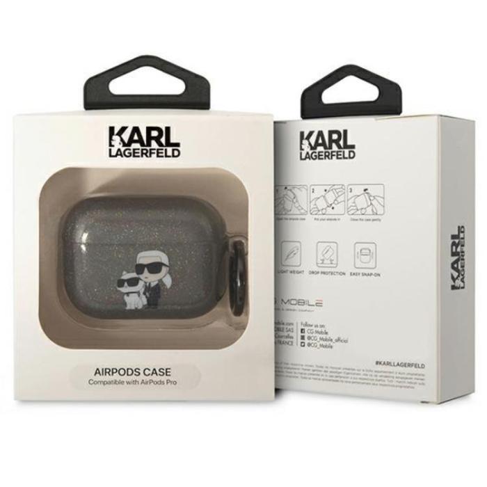 KARL LAGERFELD - KARL LAGERFELD AirPods Pro Skal Gliter Karl&Choupette - Svart