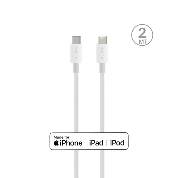 Puro - Puro Plain USB-C - Lightning Kabel för Apple med MFI 2.0 2.4A 2m - Vit