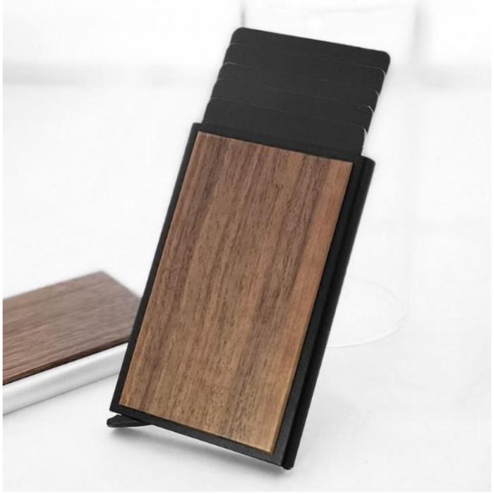 A-One Brand - RFID Blocking Credit Card Pop-up Korthållare - Mörkbrun
