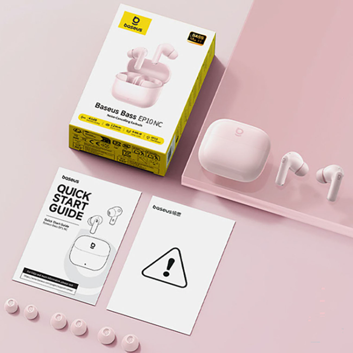 BASEUS - BASEUS EP10 TWS Trådlösa Hörlurar In-Ear med ANC - Rosa