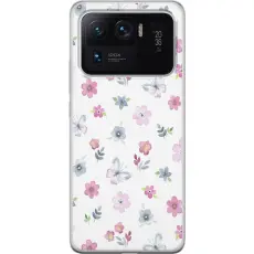Gustaf - Mobilskal till Xiaomi Mi 11 Ultra med Blommor och fj&auml;rillar