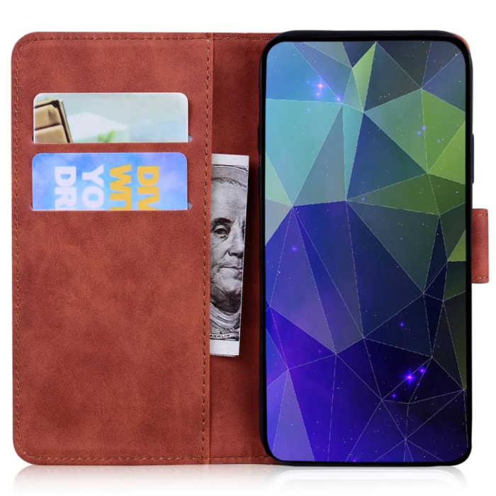 Taltech - iPhone 15 Plus Plånboksfodral med Fjärilstryck - Brun