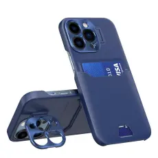 OEM - Mobilskal till Galaxy S23 Plus Korth&aring;llare L&auml;der Kickstand - Bl&aring;