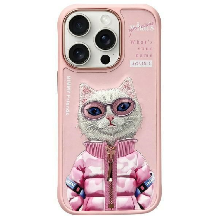 Nimmy iPhone 16 Pro Mobilskal Cool & Cute 2.0 Cat - Rosa | 2353 | AlltMobil