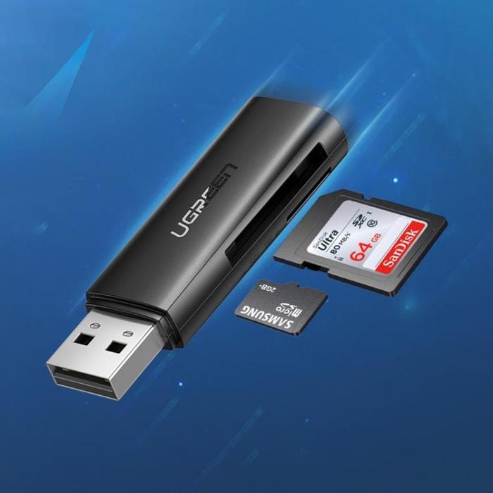 Ugreen - Ugreen kortläsare USB 3.0 SD/TF - Svart