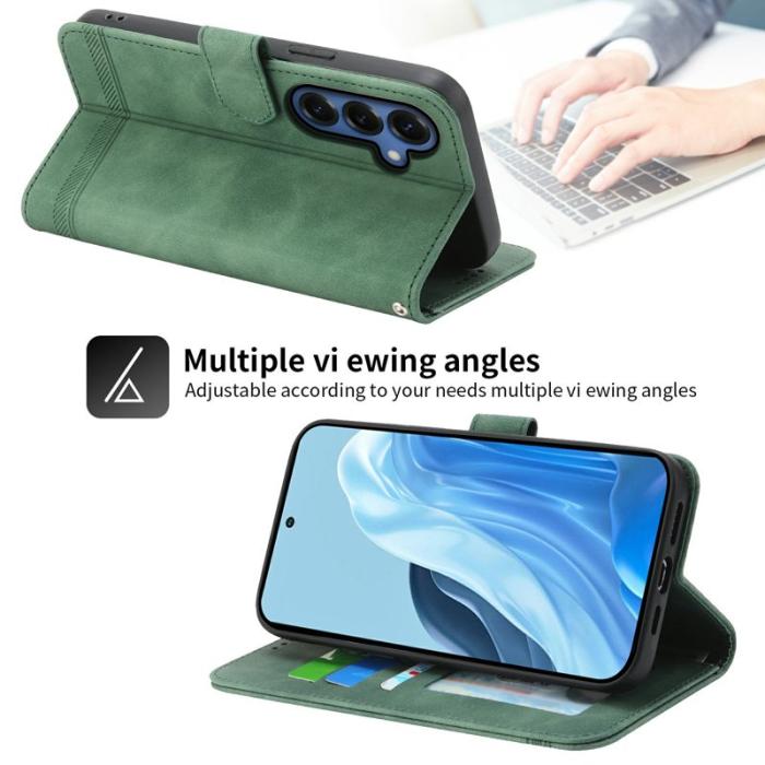DIERFENG - DIERFENG Samsung Galaxy S26 Plus Fodral Konstläder Linjer - Grön
