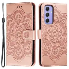 OEM - Samsung Galaxy S26 Pl&aring;nboksfodral Konstl&auml;der Mandala M&ouml;nster - Ros&eacute;guld