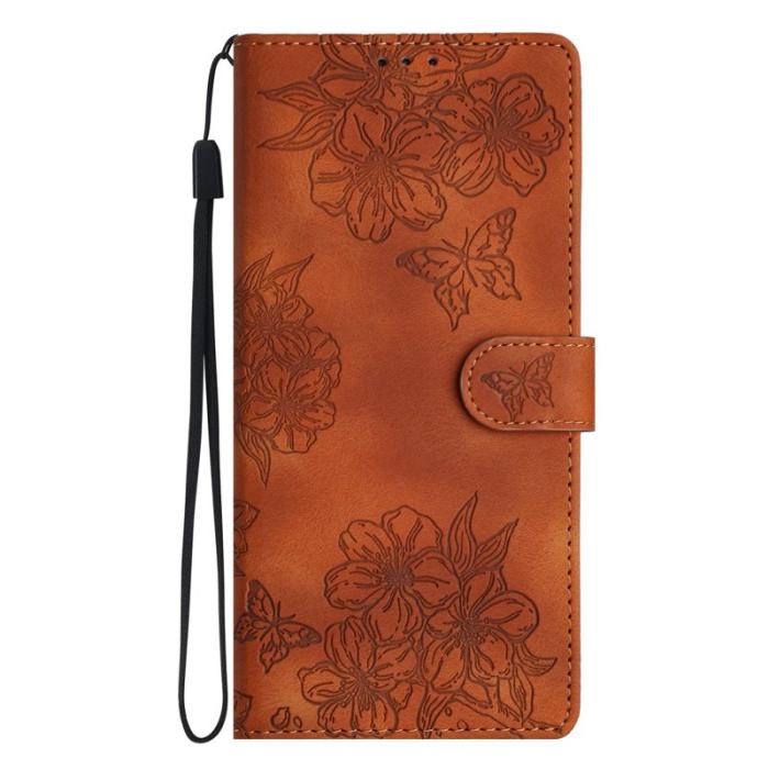 OEM - Mobilskal till Samsung Galaxy S26 Pro Butterfly Blommönster KonstLäder - Brun