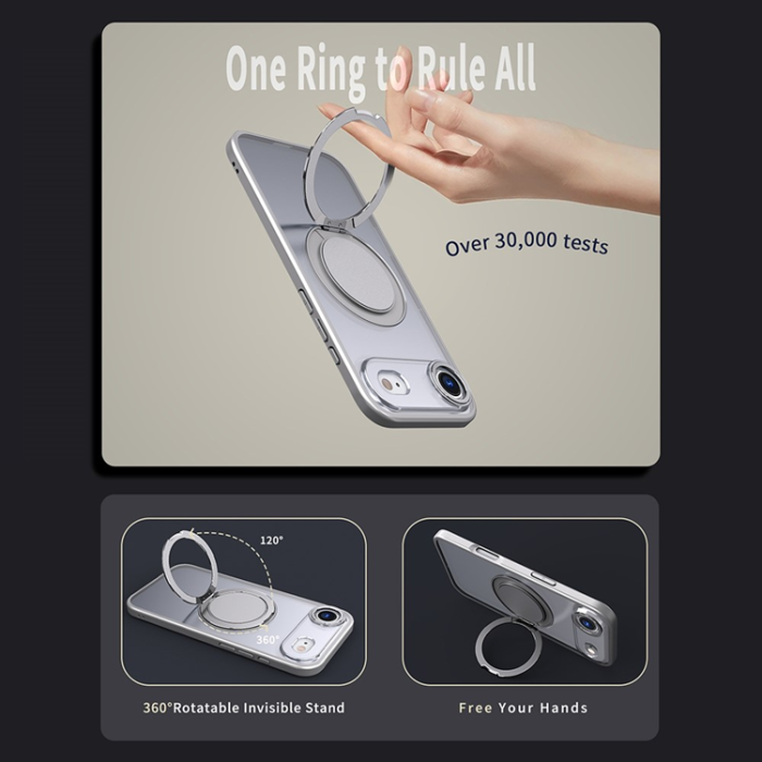 A-One Brand - iPhone 17 Air Mobilskal MagSafe TPU+PC Kickstand - Titangrå