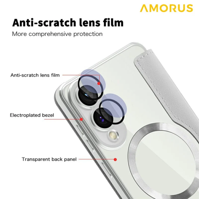 Amorus - Amorus Galaxy S25 Edge Plånboksfodral Magsafe RFID - Titangrå