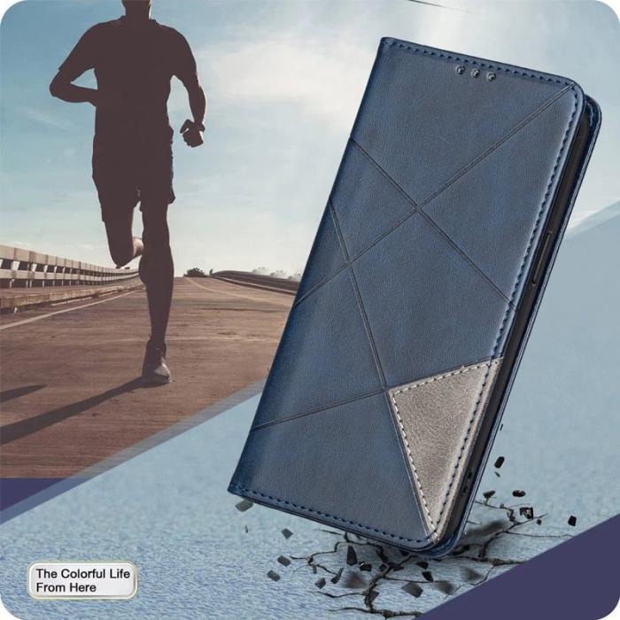 OEM - Mobilskal till Samsung Galaxy S26 Ultra Geometrisk Prägling Äkta Läder - Blå