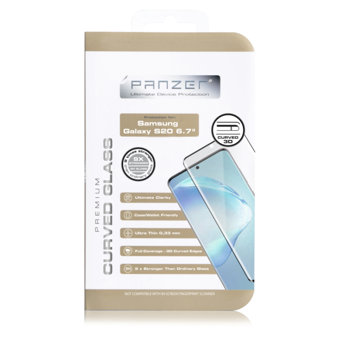 UTGATT1 - Panzer - Curved Glass Samsung Galaxy S20 Plus - Svart
