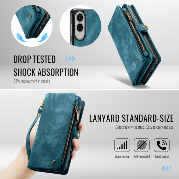 Caseme - CASEME Galaxy S25 Edge Plånboksfodral Med Rem - Blå