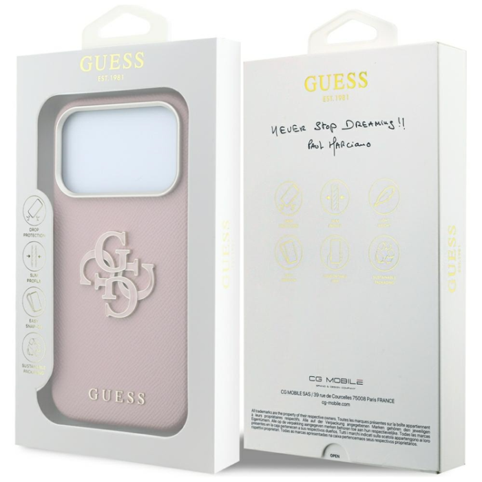 Guess - Guess Mobilskal För iPhone 18 Pro/17 Pro Grained & Big Resin Logo