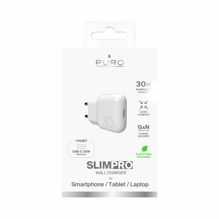 Puro - Puro Snabbladdare GaN 30W USB-C SLIMPRO - Vit