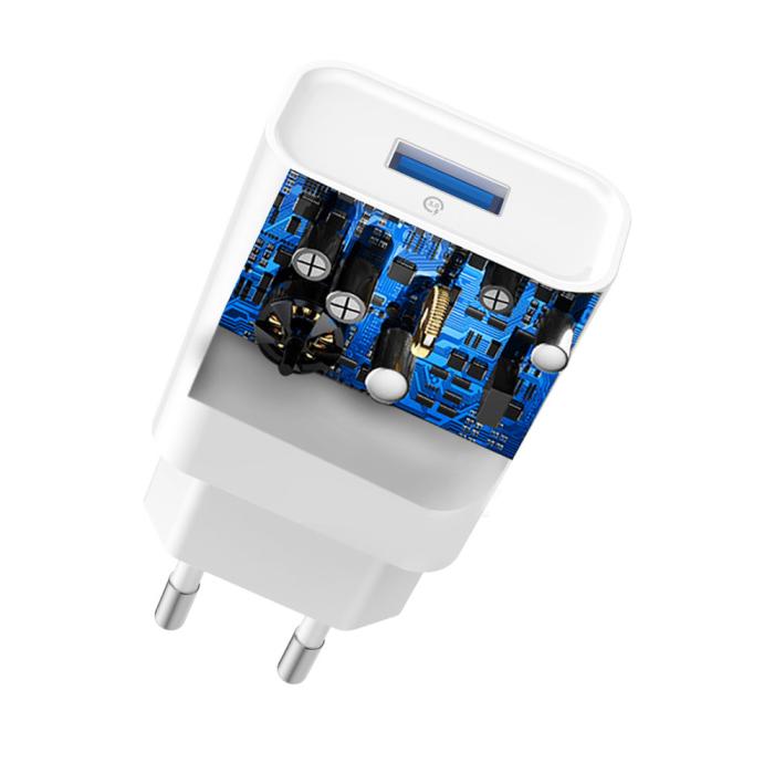 UTGATT - Dudao USB Väggladdare QC3.0 12W , Lightning Kabel 1m - Vit