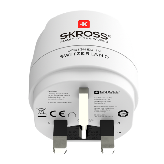 SKROSS - SKross El-Adapter Storbritannien mfl - Vit