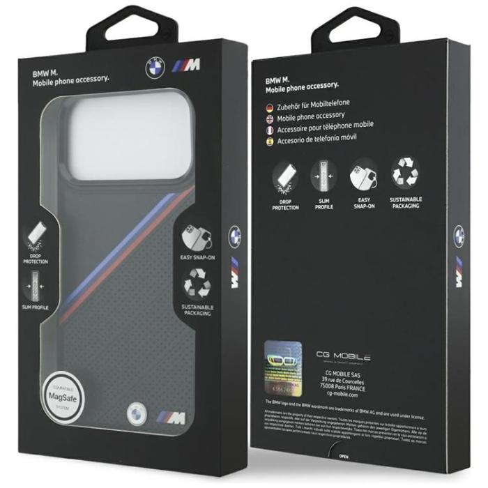 BMW - BMW iPhone 17 Pro Max Mobilskal MagSafe M Tricolor Metal Logo - Svart