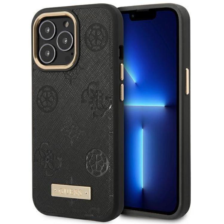 Guess iPhone 14 Pro Mobilskal Magsafe Peony Logo Plate - Svart | 2353 | AlltMobil