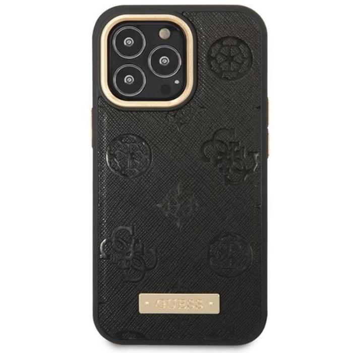 Guess - Guess iPhone 14 Pro Mobilskal Magsafe Peony Logo Plate - Svart