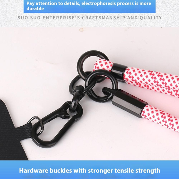 A-One Brand - Crossbody Mobilrem Lanyard Justerbar 7mm Grids - Svart/Vit
