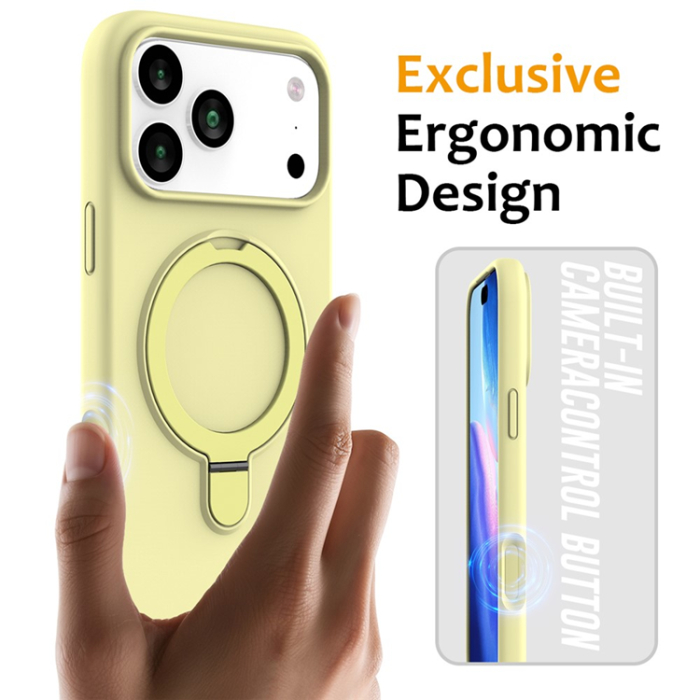 A-One Brand - iPhone 17 Pro Mobiskal MagSafe Kickstand PC + Silikon - Gul