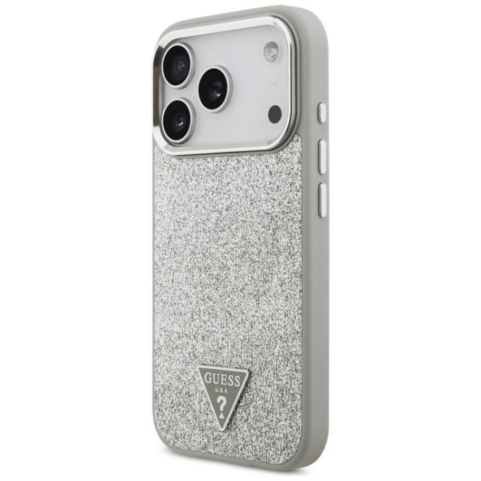 Guess - Guess iPhone 17 Pro Mobilskal MagSafe Glitter Triangle Logo - Silver
