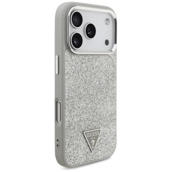 Guess - Guess iPhone 17 Pro Mobilskal MagSafe Glitter Triangle Logo - Silver