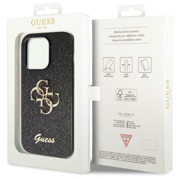 Guess - Guess iPhone 13 Pro Max Mobilskal Glitter Script Big - Svart