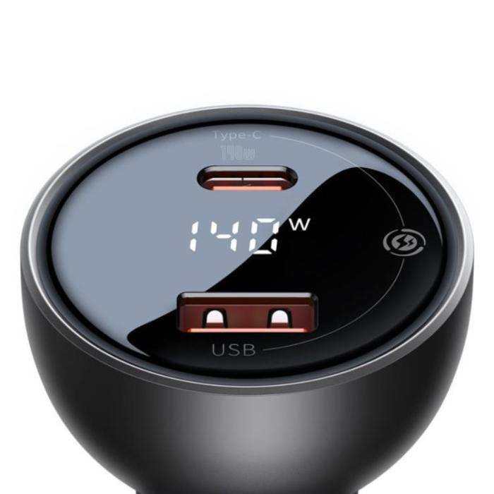BASEUS - Baseus Billaddare 140W USB Till Typ-C Till USB-C Kabel 1m - Svart