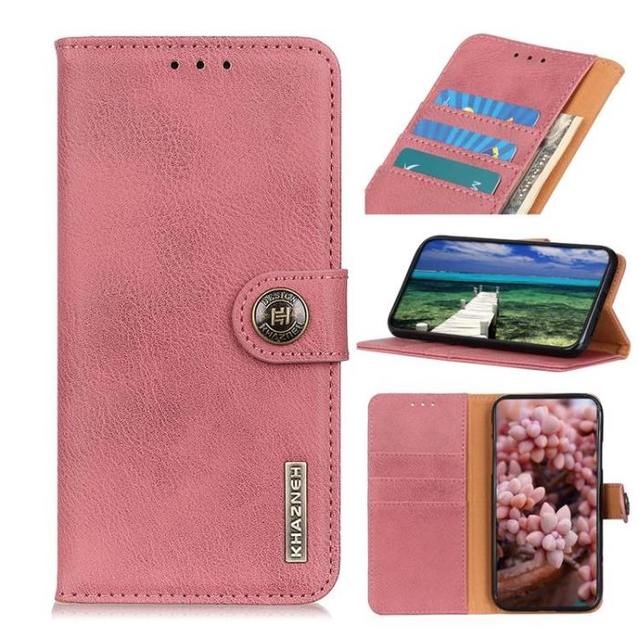 KHAZNEH - KHAZNEH Textured PU Läder Plånboksfodral Xiaomi 12/12X - Rosa