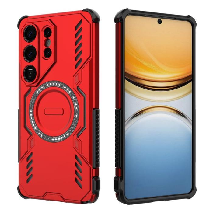 DIERFENG - Mobilskal till Samsung Galaxy S26 Ultra Magnetiskt Butterfly Armor PC + TPU Röd