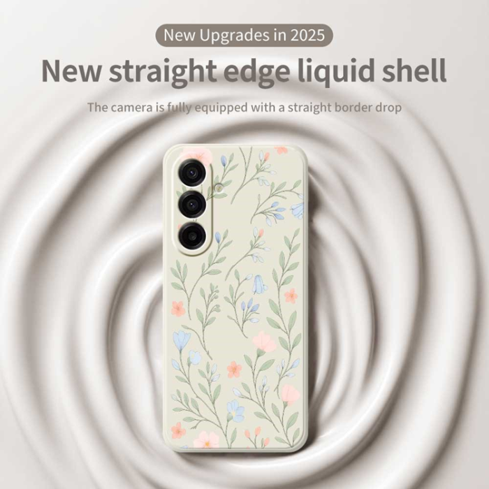 A-One Brand - Galaxy A17 Mobilskal Pink Blue Flowers Straight Edge - Svart