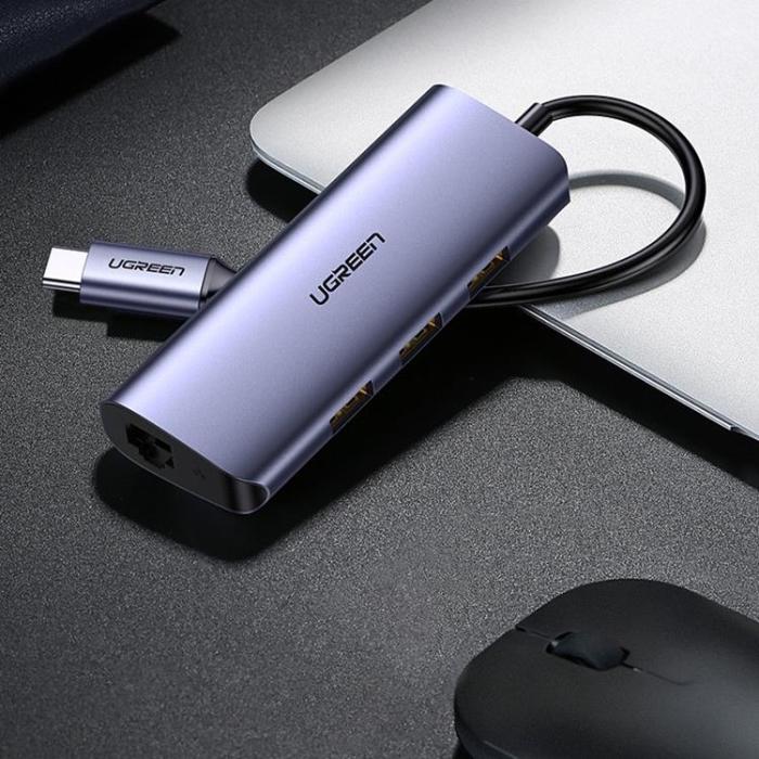 Ugreen - Ugreen Multifunctional Adapter HUB 3 x USB-C - Grå