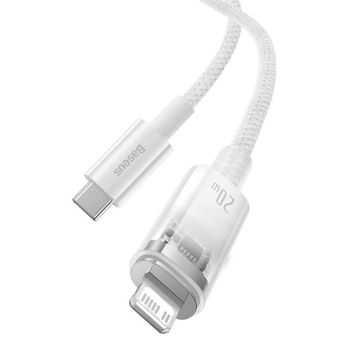 BASEUS - Baseus USB-C till lightning kabel 20W 2m Explorer - Vit