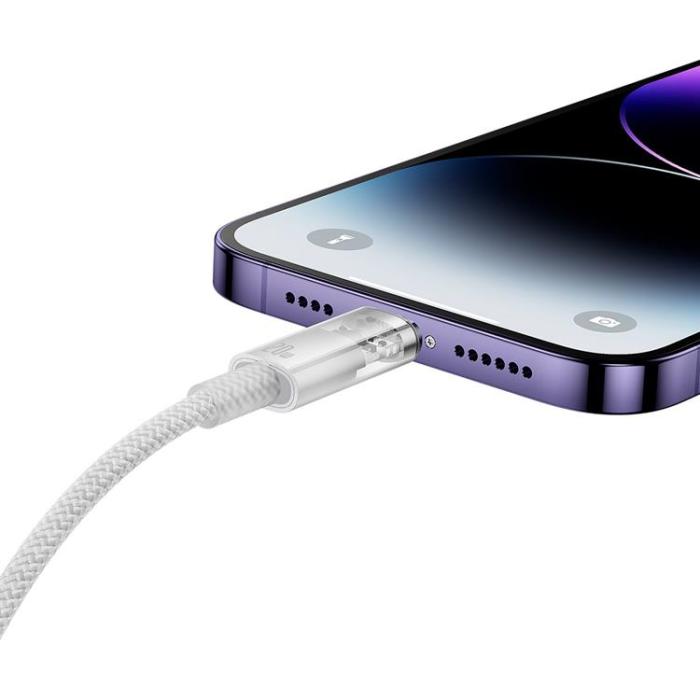 BASEUS - Baseus USB-C till lightning kabel 20W 2m Explorer - Vit