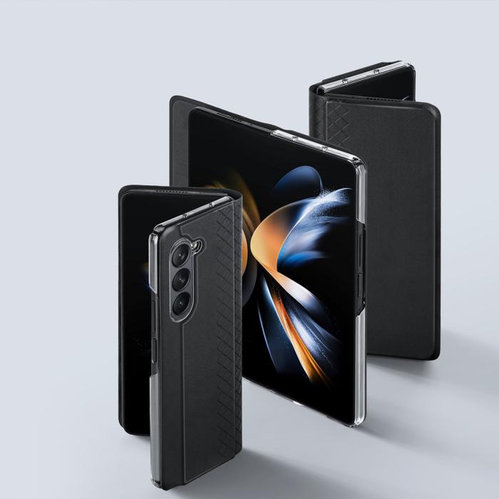 Dux Ducis - Dux Ducis Galaxy Z Fold 5 Plånboksfodral Bril Läder Flip - Svart