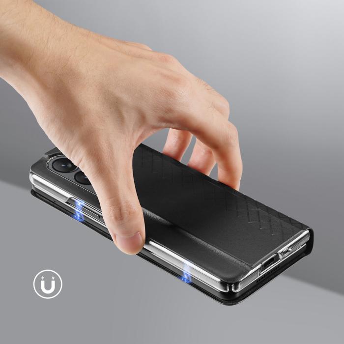 Dux Ducis - Dux Ducis Galaxy Z Fold 5 Plånboksfodral Bril Läder Flip - Svart