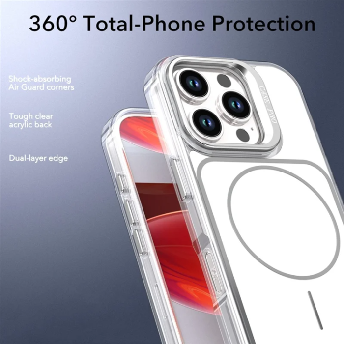 A-One Brand - iPhone 16 Pro Max Mobilskal MagSafe Lens Kickstand med Handrem - Vit