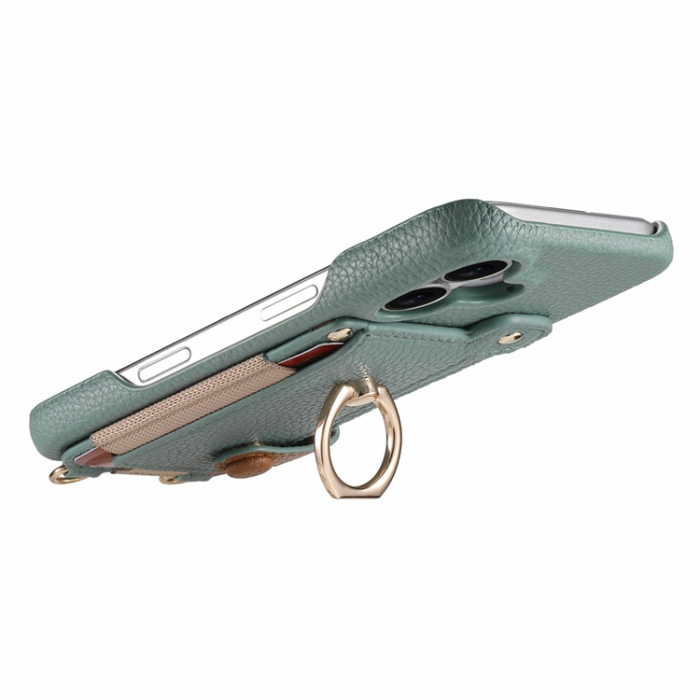 A-One Brand - iPhone 17 Pro Max Mobilskal med Korthållare Ring Kickstand - Blå